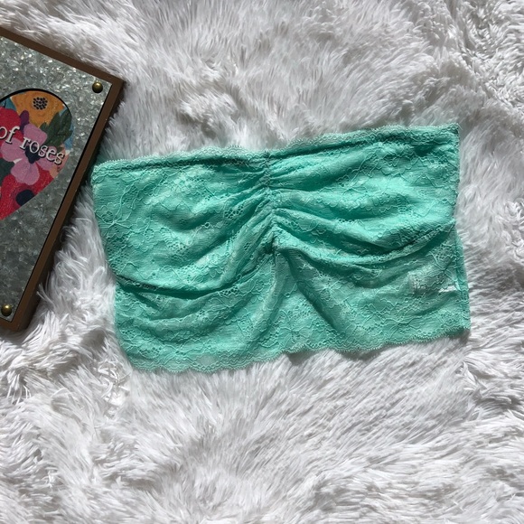 Turquoise Lacey  tube top - Picture 2 of 4